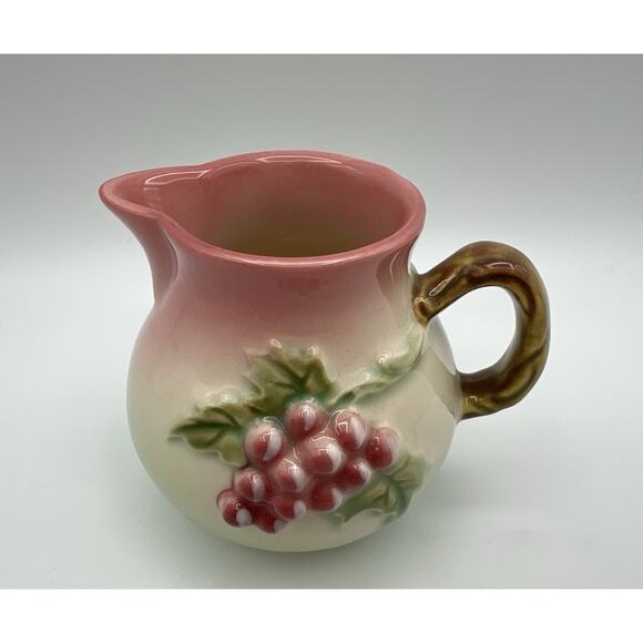 Hull Pottery Tokay Tuscany Pink & Green Grape Pattern Creamer Pitcher 3.5” USA - Picture 2 of 11